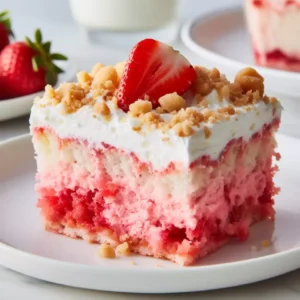 Strawberry Crunch Poke Cake