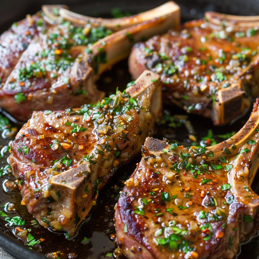 Sticky Garlic Herb Lamb Chops